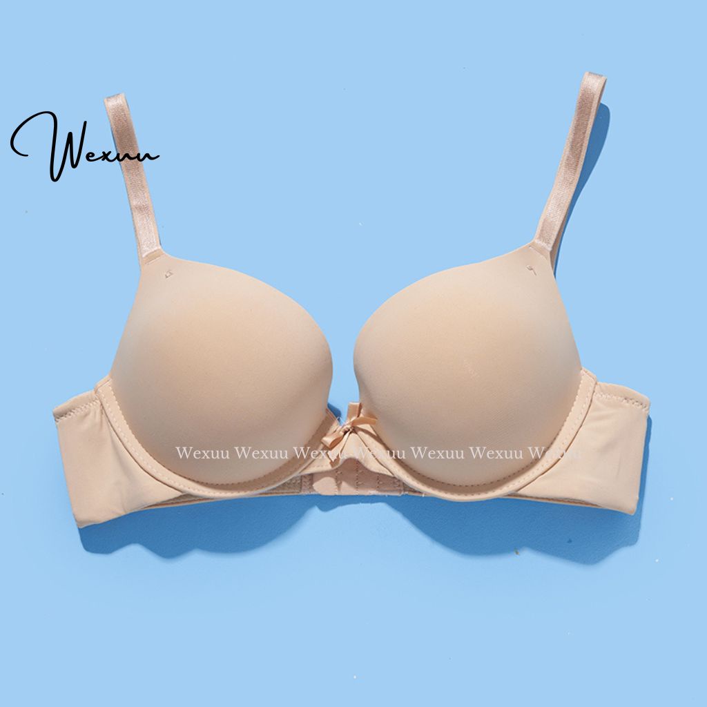 Áo lót nữ đúc su đệm vừa có gọng Wexuu Design đệm kép viền lượn phối nơ ôm và nâng đẩy ngực - AV30