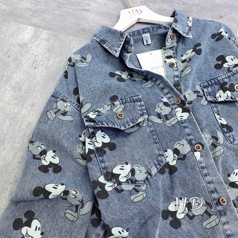 Áo sơ mi jean mickey QC