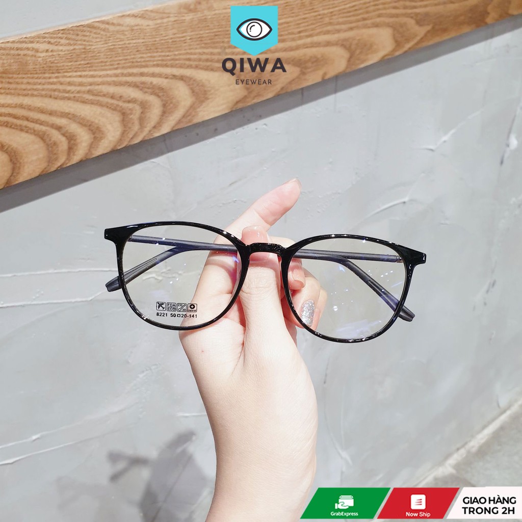 Kính cận nữ mắt tròn cute 5 màu lựa chọn Qiwa Eyewear 8221, Gọng kính cận nhựa dẻo dễ đeo