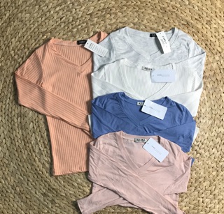 Áo thun body cổ tim tay dài