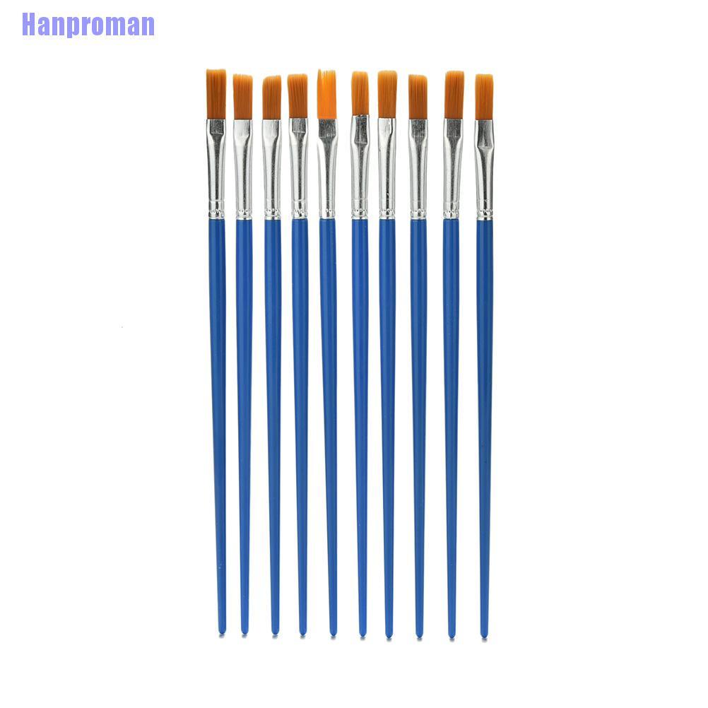 Hm> 10 Pcs/Set Paint Brush Set New Nylon Blue Brush Kid Watercolor Drawing Painting