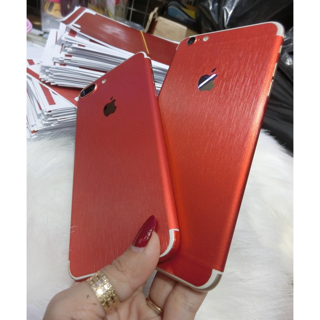 Dán skin nhôm xước IPhone 6 6S 6Plus 6S Plus giả iPhone 7 Đỏ