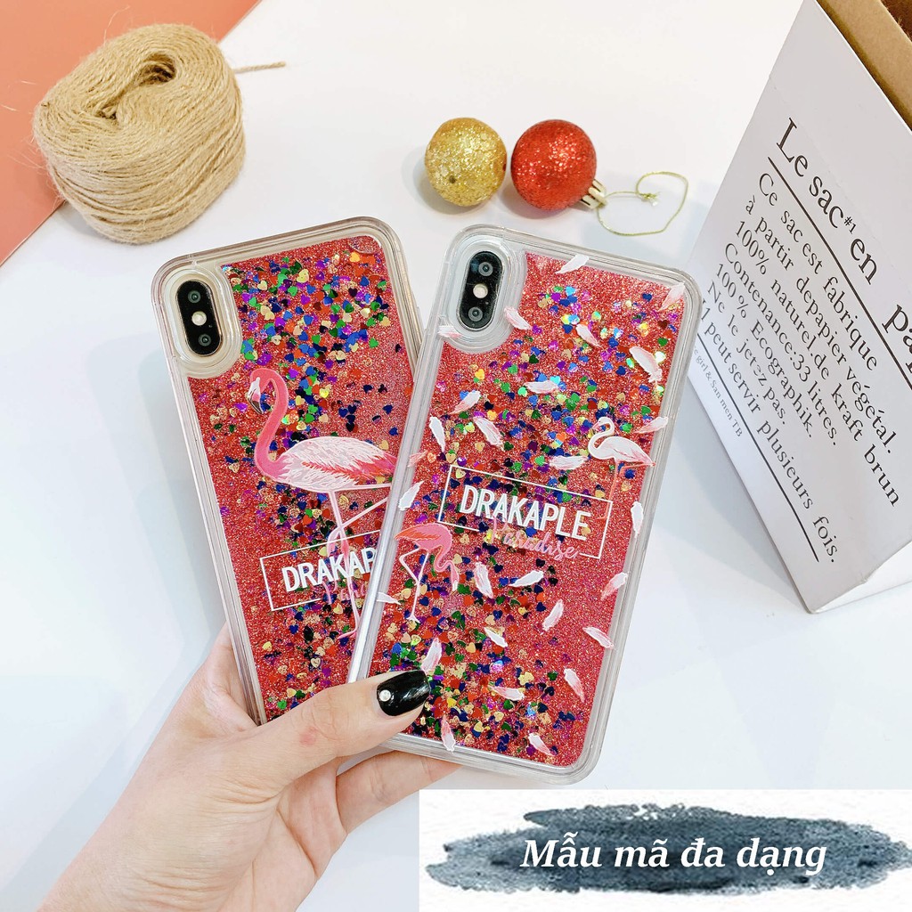Ốp lưng Kim tuyến Nhũ chảy Hạc Đỏ - Iphone Oppo Samsung Huawei