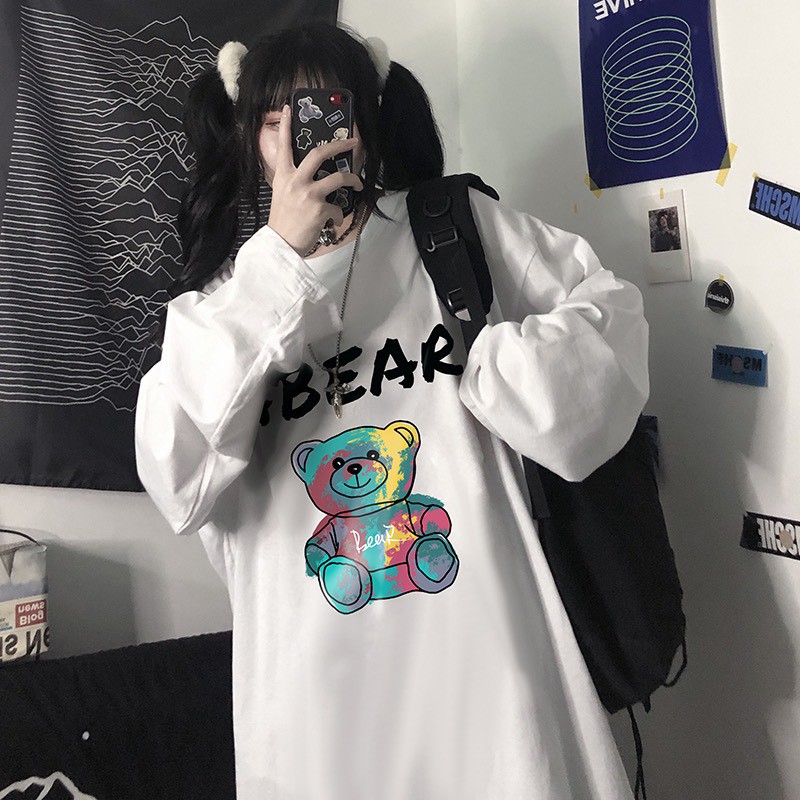 Áo thun tay dài form rộng Abear NEKO.SG, Áo thun Streetwear ulzzang SWT23