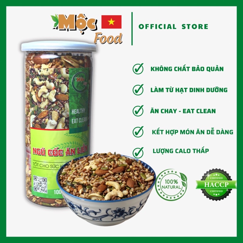 Ngũ cốc Granola không đường ăn liền healthy food mix hạt ngũ cốc 450g