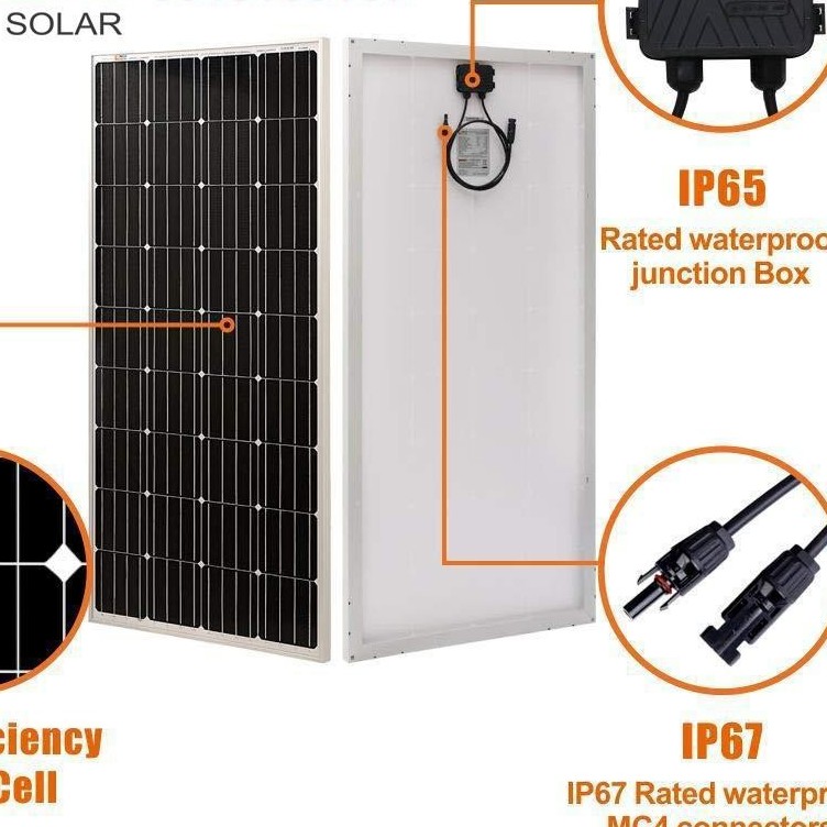 Tấm pin năng lượng mặt trời mono 110W - 5busbar hiệu suất cao + Tặng 1 cặp MC4 đơn