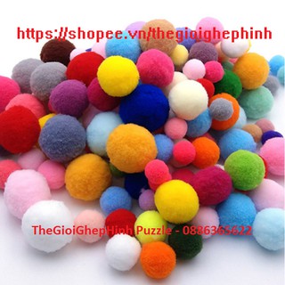 Quả bông PomPom kích thước 3cm lẫn màu