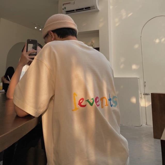 Áo thun tay lỡ Unisex LEVENTS LOVE màu KEM ❤️/Nam nữ unisex/Áo phông cổ tròn form rộng TAHAYA ❤️