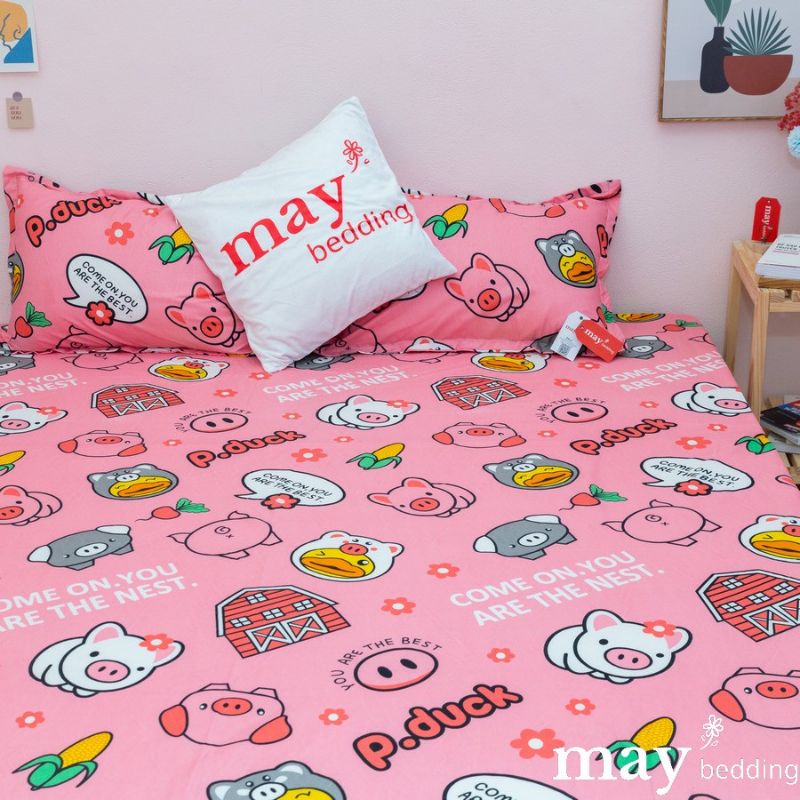 Bộ ga gối 💖m6/m8💖 drap giường poly, ga trải giường + 2 vỏ gối nằm đơn giản Bedding