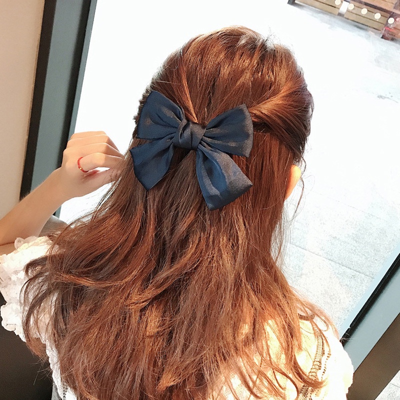 Kẹp Tóc Hình Nơ Bằng Vải Voan Phong Cách Công Chúa Thời Trang Hàn Quốc
