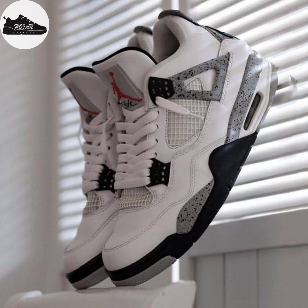 Giày Jordan 4 White Cement Sneaker Nam Nữ - Giày JD4 Bóng Rổ Màu Trắng Đen Xám [FREESHIP + HỘP GIÀY + HỘP BẢO VỆ]