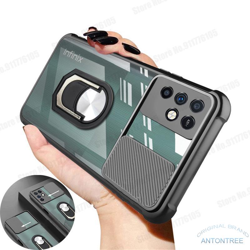Ốp Điện Thoại Pc Cứng Chống Sốc Có Giá Đỡ Dạng Vòng Tròn Từ Tính Bảo Vệ Ống Kính Máy Ảnh Cho Tecno Pova 2 Spark 7 Pro 7p 6 Go Air