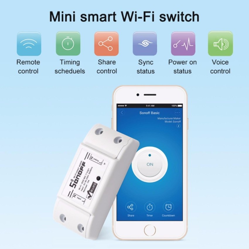 Công tắc điều khiển bật tắt và hẹn giờ thiết bị qua điện thoại 3G Wifi SONOFF