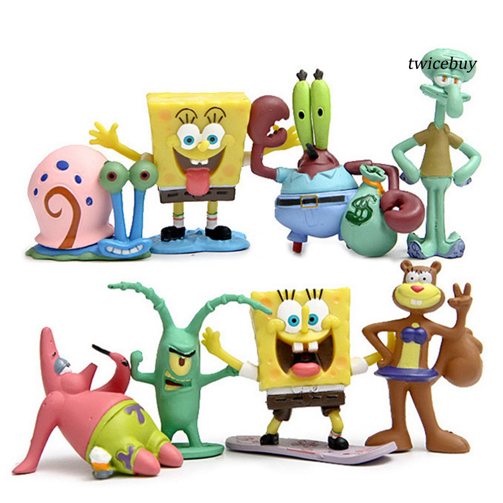 Bộ Sưu Tập Búp Bê Nhân Vật Phim Hoạt Hình Spongebob (8 Cái)