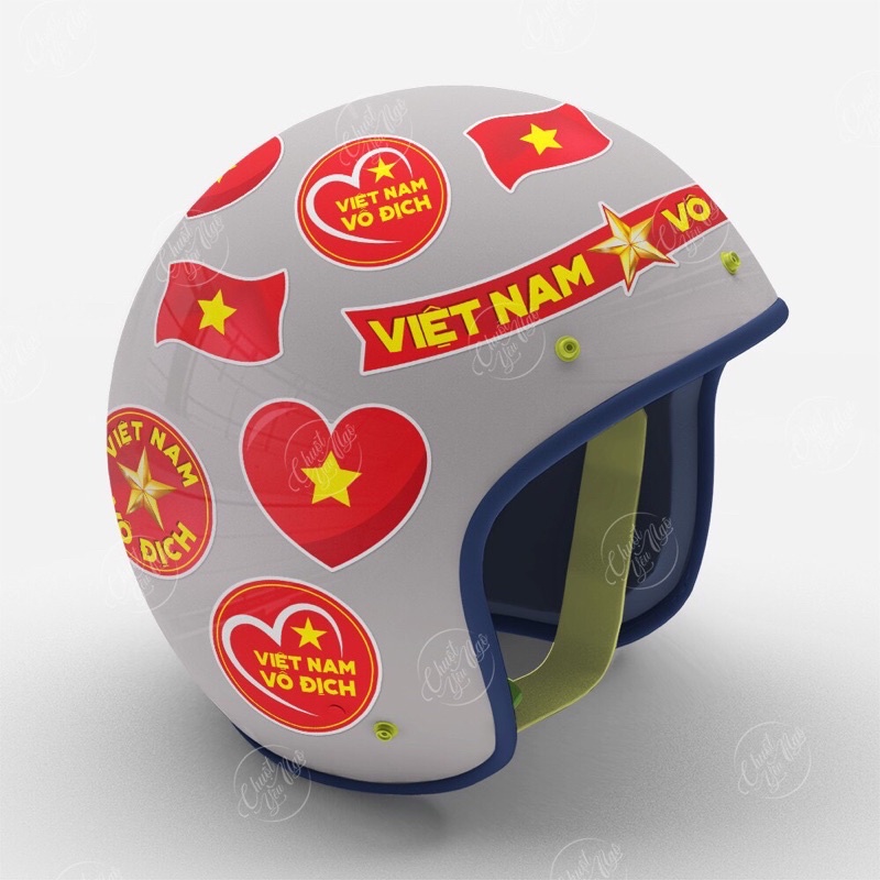 Bộ 13 sticker decal chống nước hình dán trái tim đỏ lá cờ đỏ sao vàng Việt Nam vô địch tôi yêu VN cổ động bóng đá NT 30