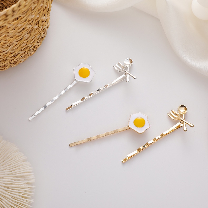 Set kẹp tóc trứng chiên cute - UniLabel