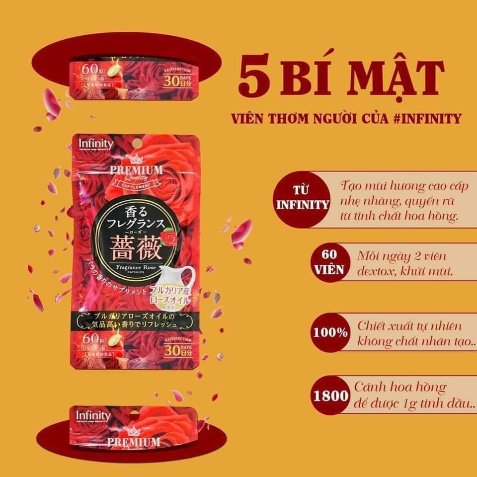 Viên Uống Thơm Cơ Thể Premium Infinity Fragrance Rose 60 Viên Nhật Bản