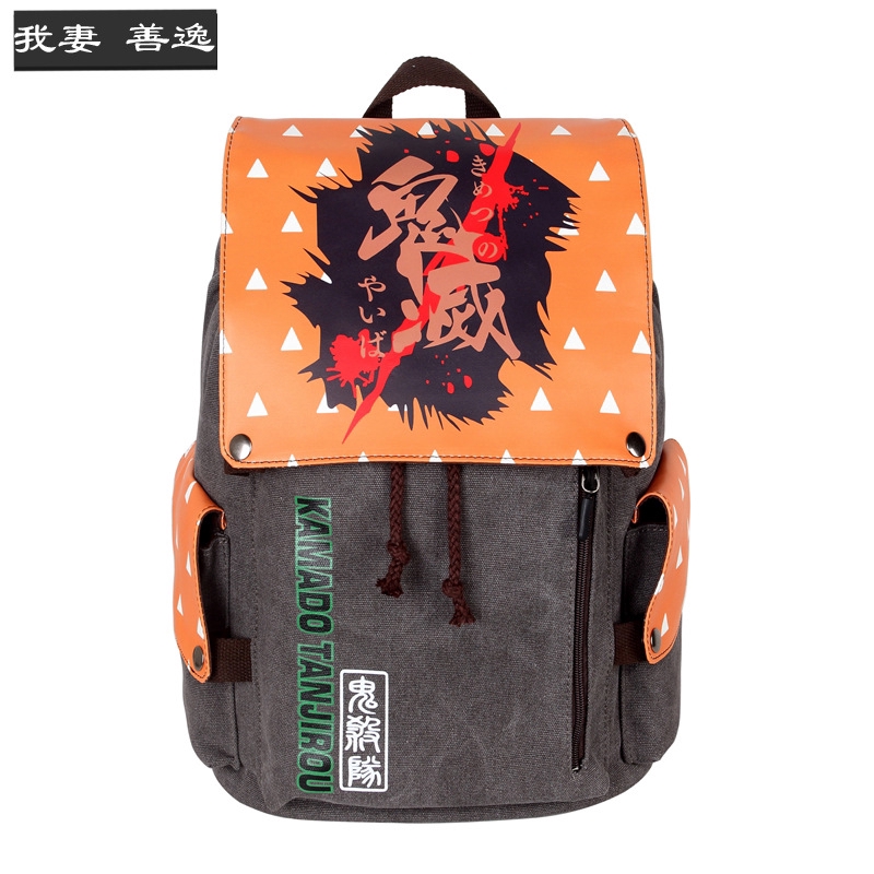 Ba lô canvas họa tiết hoạt hình Anime demon slayer kamado tanjirou kamado nezuko agatsuma zenitsu