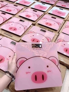 Cân Điện Tử Sức Khỏe Lợn Hồng Kính Cường Lực Siêu Cute Trải Trọng Được 180kg