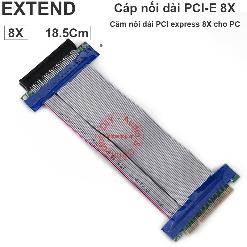 Dây cáp riser nối dài mở rộng khe cắm PCI-E 8X cho PC Máy tính để bàn 18.5Cm