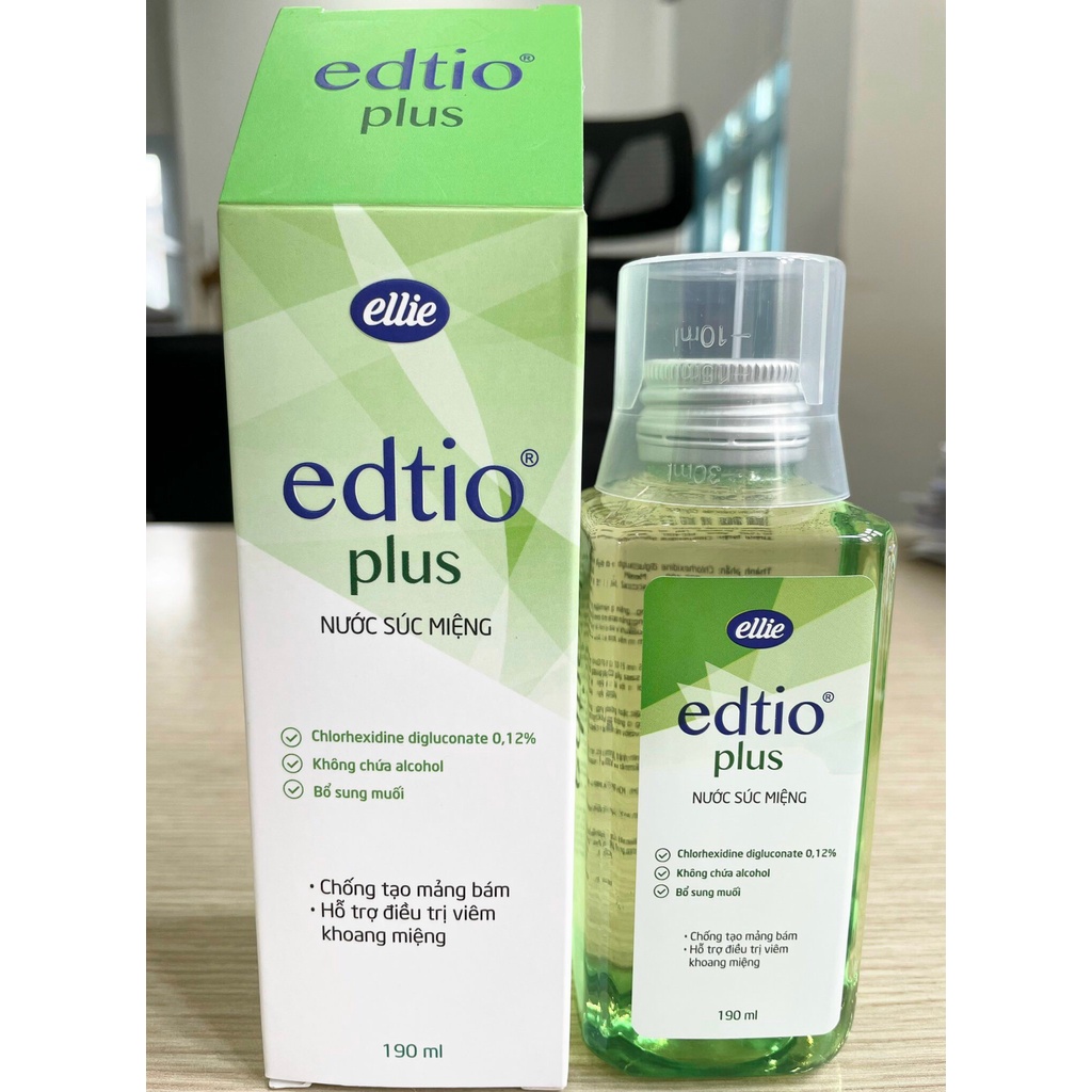 [BÁN SỈ] Bộ 24 chai nước súc miệng  Edtio Plus chống tạo mảng bám, hơi thở thơm tho dung tích 190ml/chai