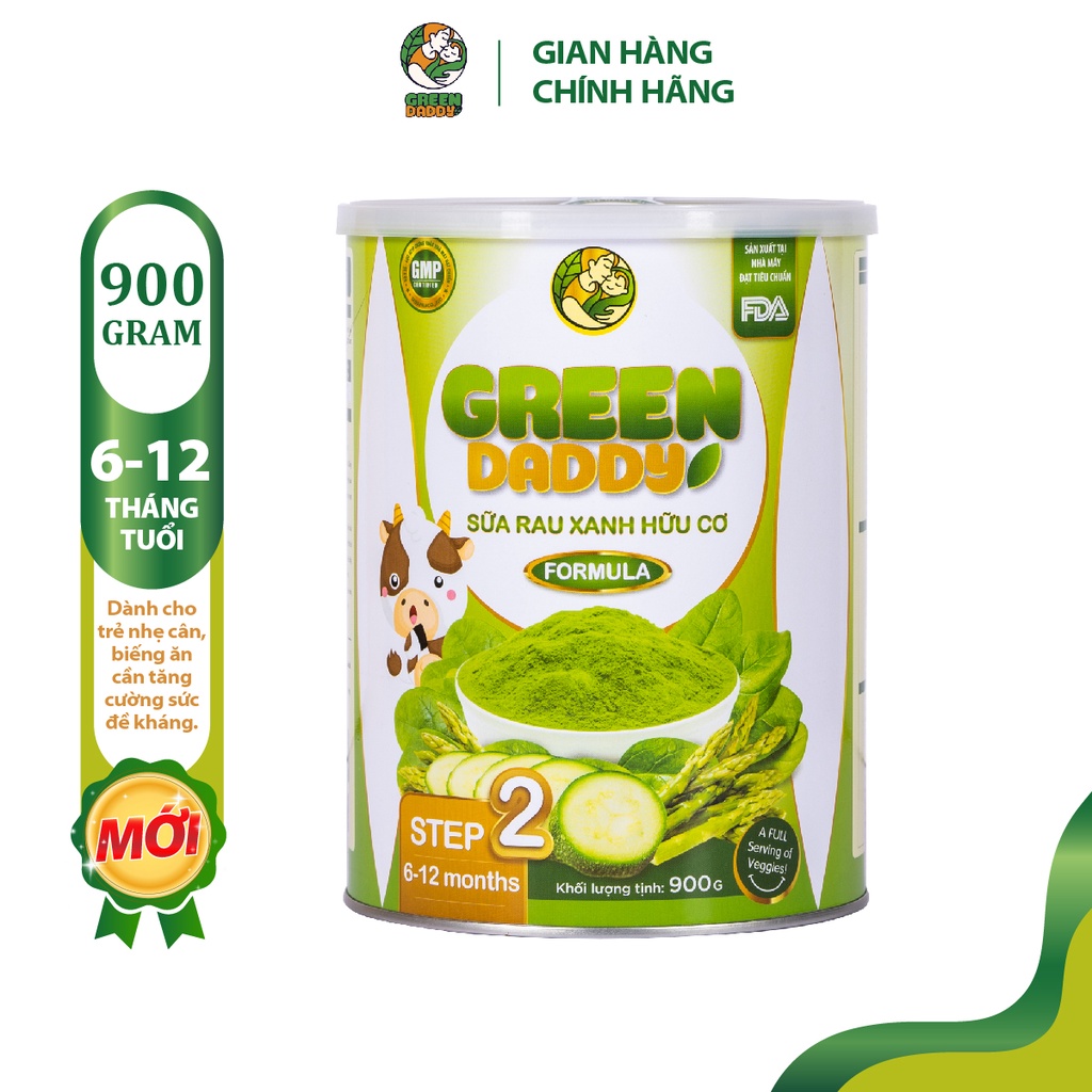 Sữa non Green Daddy Step 2 rau xanh hữu cơ bổ sung chất dinh dưỡng, phát triển trí não tăng sức đề kháng hộp 900g