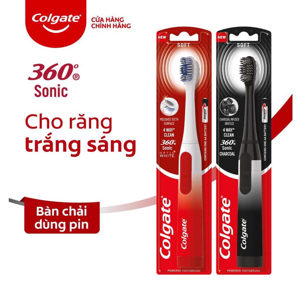 Bàn chải điện Colgate Sonic 360 Charcoal với lông chải phủ than kháng khuẩn