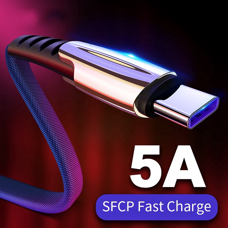 Dây cáp sạc nhanh 5A Micro Usb/Type-C/Lightning cho IPhone Android