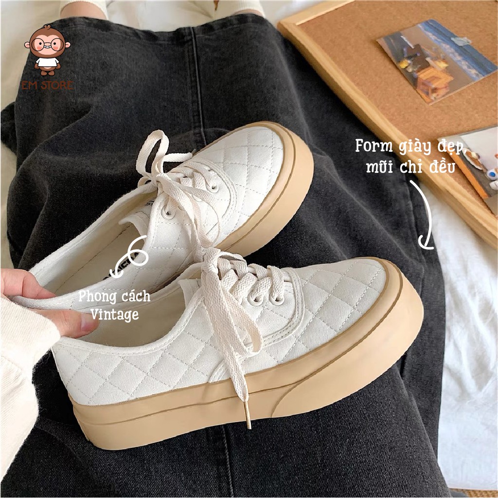 GIÀY SNEAKER VINTAGE TRẮNG ĐƯỜNG BẮT CHÉO XINH ĐẾ BÁNH MÌ ÊM CHÂN DỄ PHỐI ĐỒ ĐI HỌC ĐI CHƠI 3CM