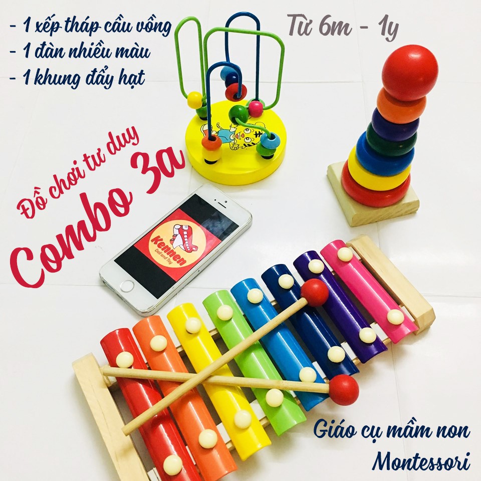 Combo 3 đồ chơi tư duy cho bé từ 6m - 3y