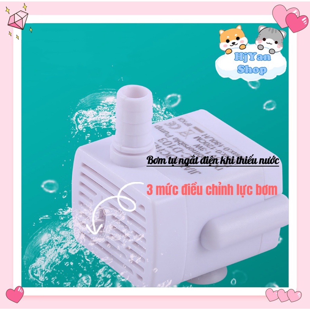 Bơm thay thế chuyên dụng cho máy uống nước tự động lọc nước cho chó mèo thú cưng đèn LED + tự ngắt điện khi thiếu nước