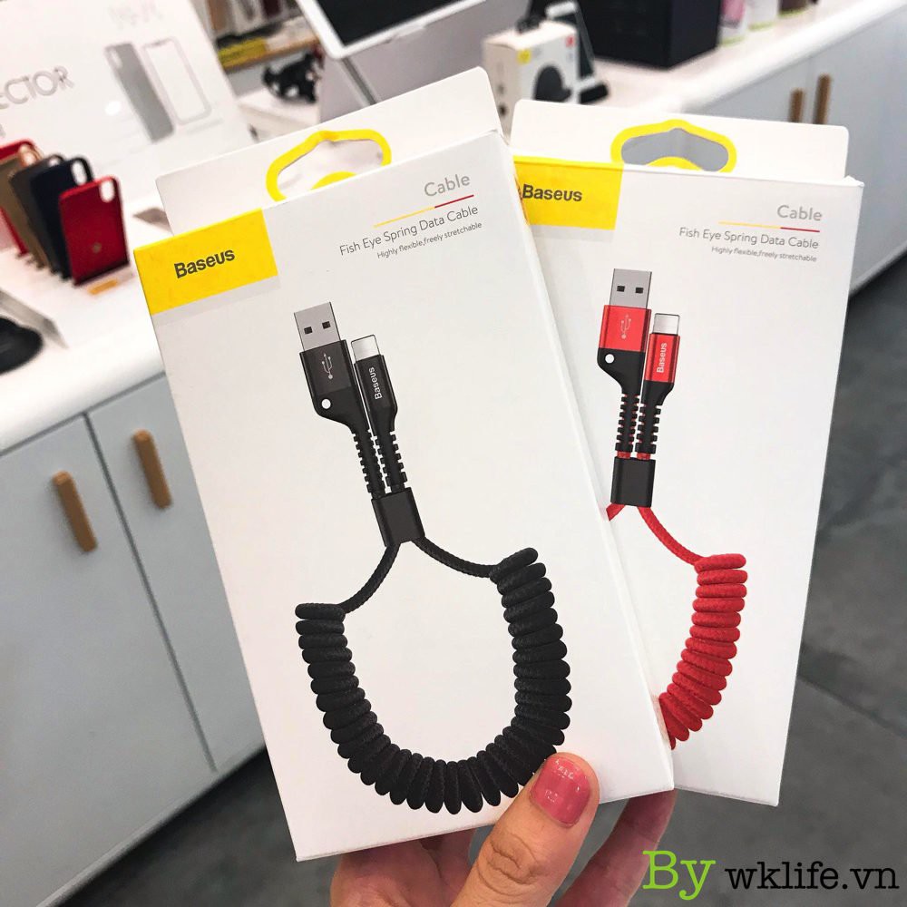 Cáp Lightning Dây Xoắn Lò Xo 1m Baseus