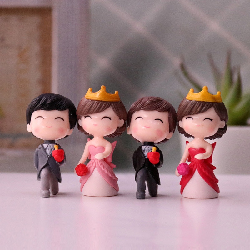 Mô Hình Búp Bê Cô Dâu Chú Rể Mini Để Bàn Trang Trí Bánh Cưới