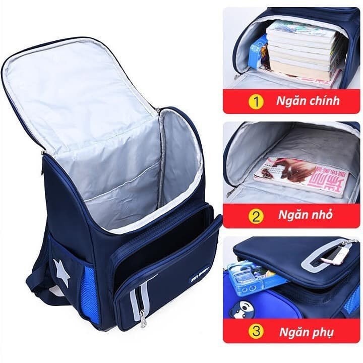 Ba lô chống gù hình gấu cho học sinh tiểu học siêu nhẹ, chống thấm nước