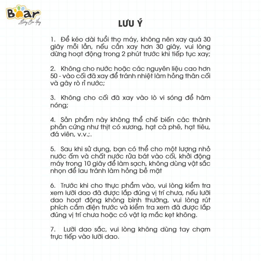 Máy xay đa năng Bear QSJ-C04R8S,xay thịt,xay thực phẩm,cối thủy tinh 2,5 lit,công suất 350W-Bảo hành 12 tháng