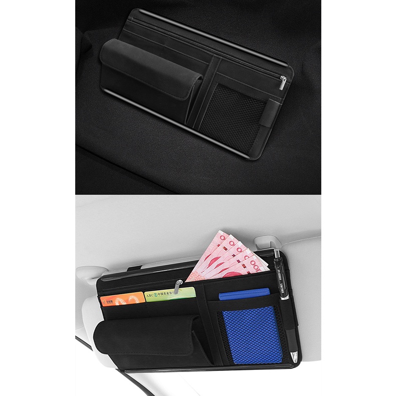 Túi đựng đồ che nắng ô tô Hộp đựng kính che nắng Hộp đựng kính râm Túi đựng đồ trên xe Hộp đựng hóa đơn giấy tờ tùy thân Xe ô tô nắp gập khung nhựa dây kéo Hộp đựng thẻ giữ xe