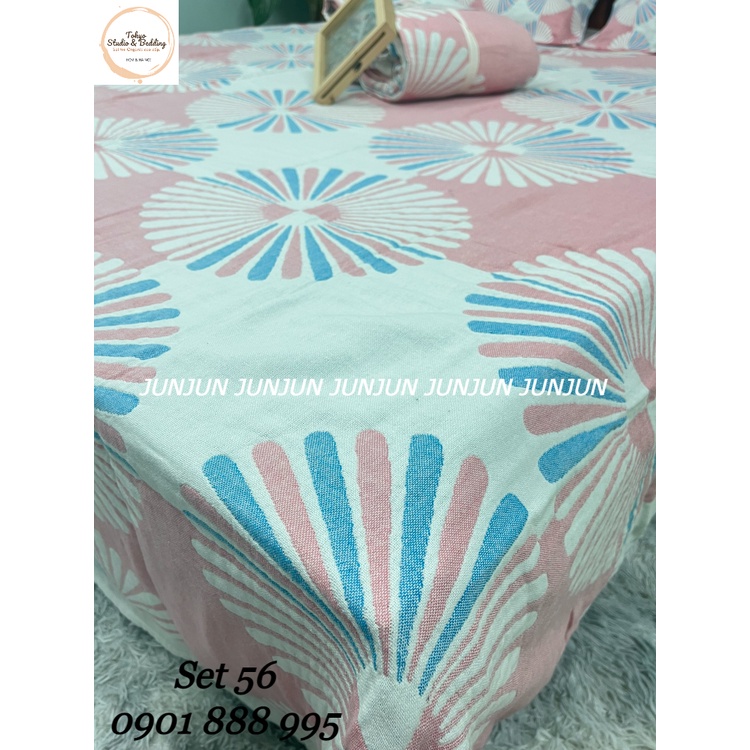 N28_SET Chăn Ga Gối vải Xô Organic cotton dòng Basic