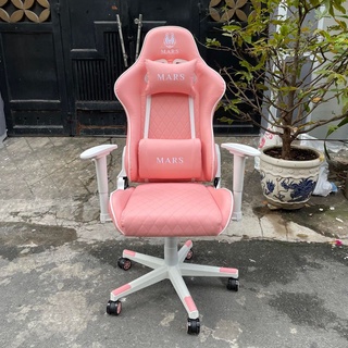 Ghế gaming, livestream, làm việc, học tập da PU màu hồng cao cấp ngả nằm thư giãn, tay ghế nâng hạ gạt trái phải