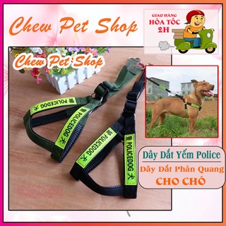 Dây dắt yếm phản quang Police cho chó lớn - 3 size