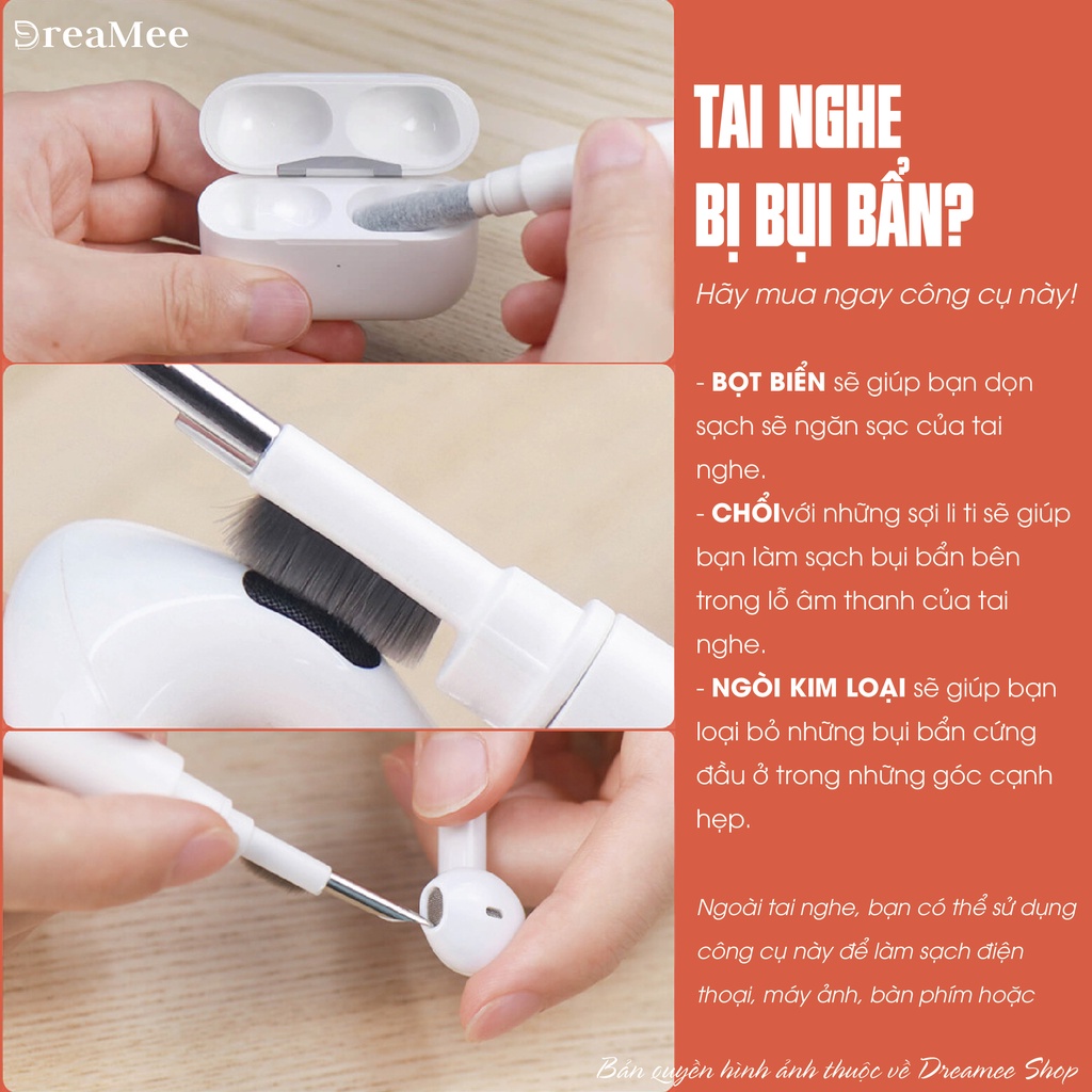 Bộ dụng cụ vệ sinh bàn phím, tai nghe Airpods Pro tiện dụng chất lượng cao