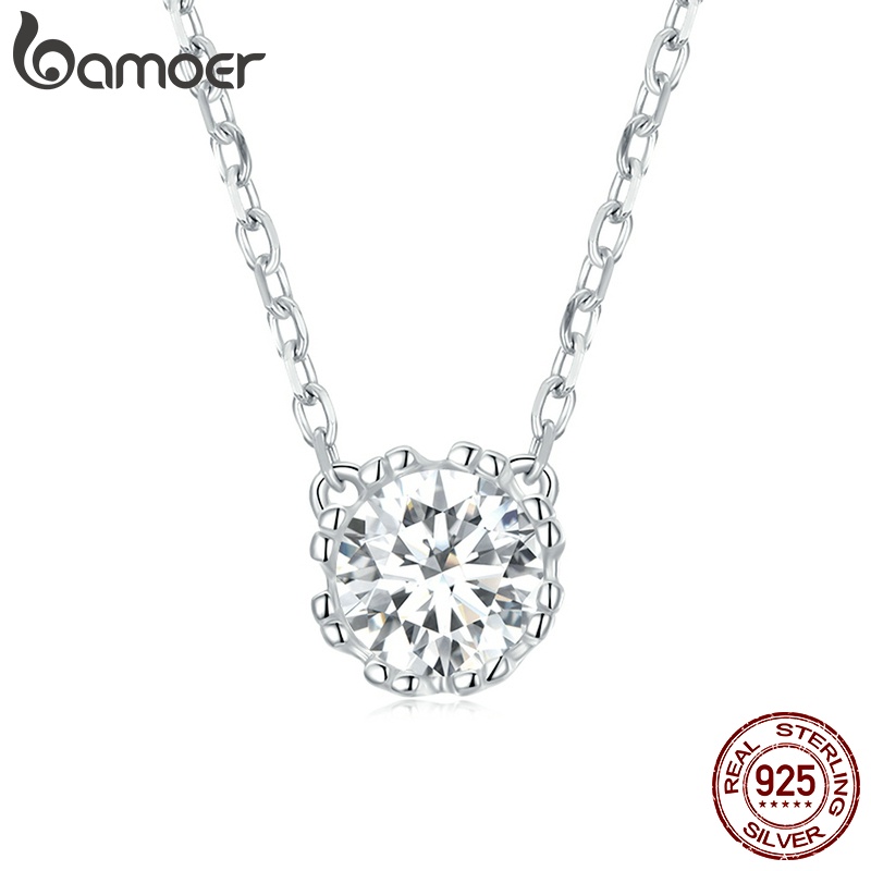 Vòng cổ BAMOER bạc 925 đính kim cương sang trọng thời trang cho nữ