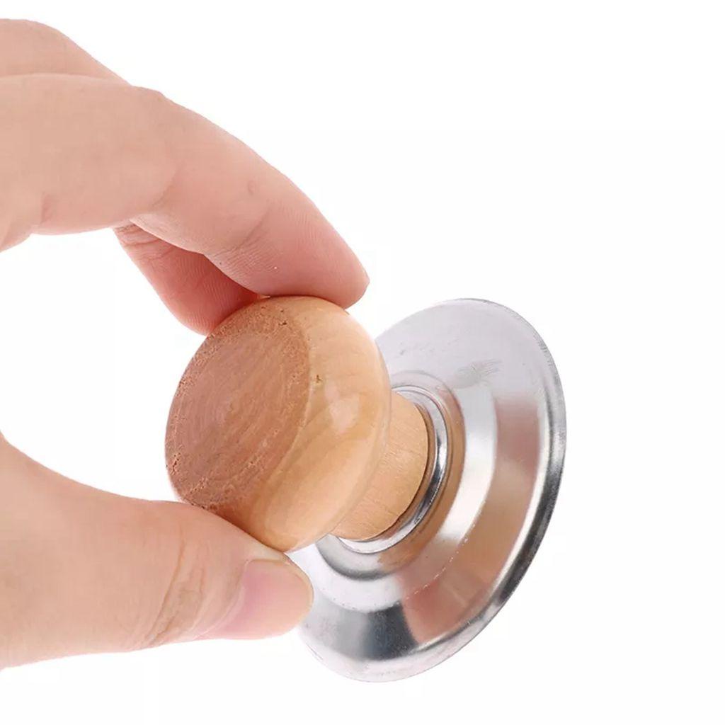 Nút Gắn Nắp Nồi Thay Thế Bằng Thép Không Gỉ Tay Cầm Bằng Gỗ Chống Bỏng Dễ Sử Dụng