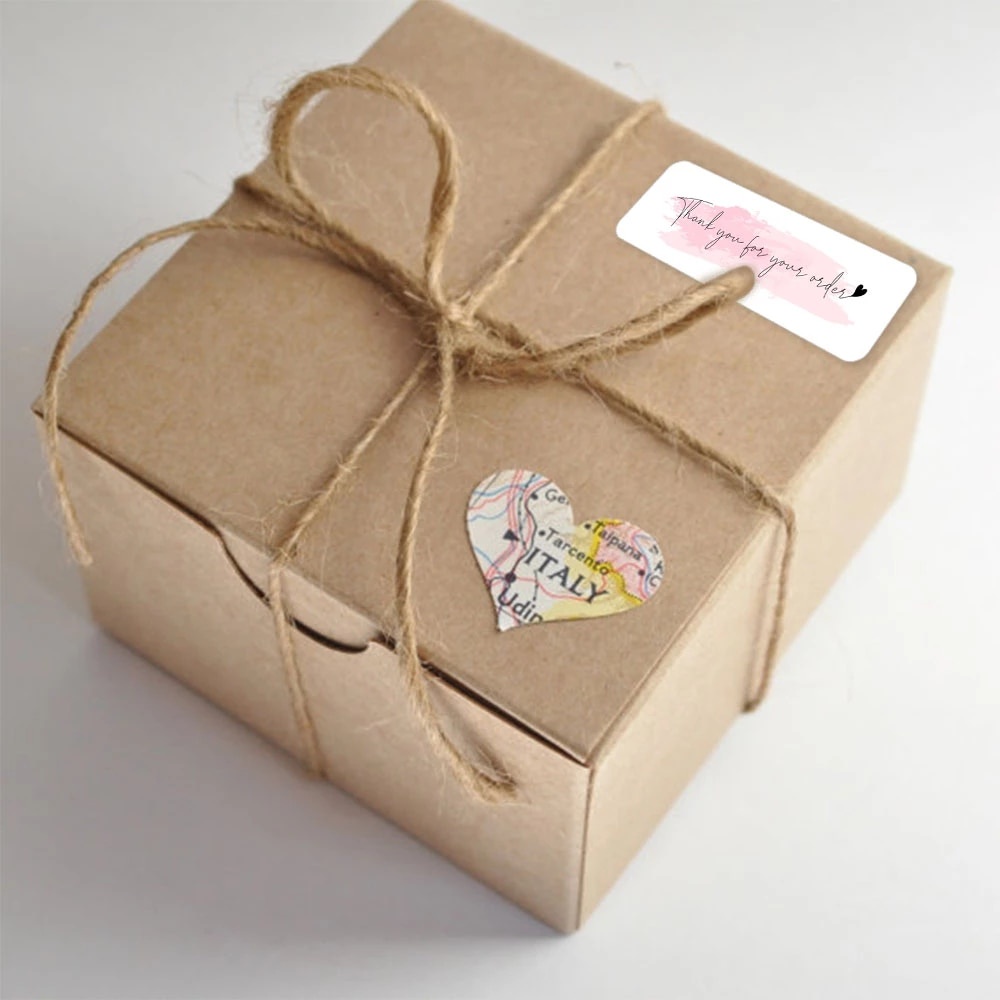 Cuộn 120 nhãn dán &quot;thank you for your order&quot; màu hồng dùng trang trí quà tặng