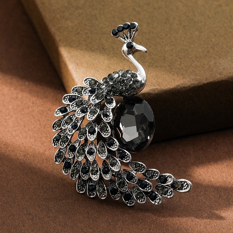 Trâm Cài Áo Khoác Hình Chim Công Đính Pha Lê Thời Trang Cao Cấp