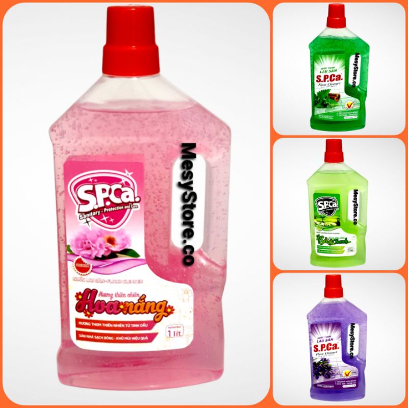 Lau Sàn SPCA 1 Lít Floor Cleaner Xả Chanh/Oải Hương/Hoa Nắng/Bạc Hà &amp;Quế Khử Khuẩn Khử Mùi Thơm Mát