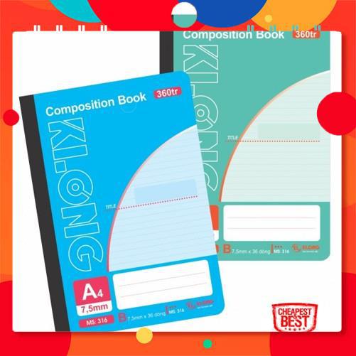 Sổ May Dán Gáy A4 Klong - 360 Trang; Ms 316, Giấy Trắng, Kẻ Ngang