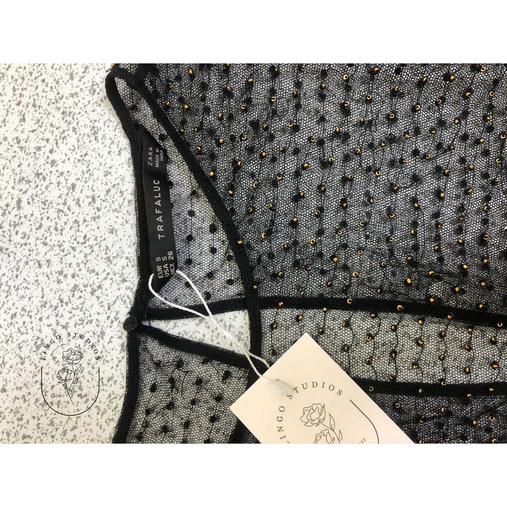 Váy đính hạt ZARA hàng hiệu chính hãng thời trang nữ N171 màu đen size S secondhand thanh lý ký gửi