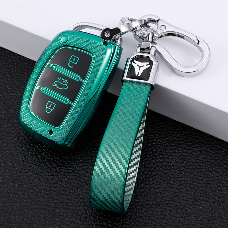 Vỏ Bọc Chìa Khóa Bằng Sợi Carbon Cho Xe Hyundai Creta I10 I20 Tucson Elantra Santa Fe