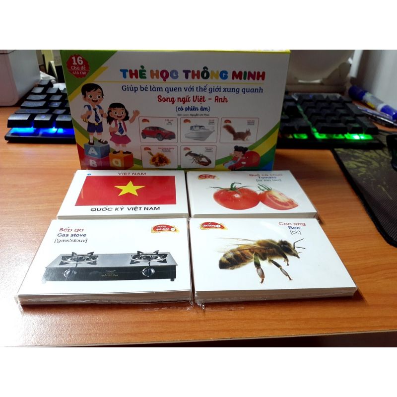 Bộ thẻ thông minh song ngữ,thẻ theo chủ đề  (416 thẻ-16 chủ đề)