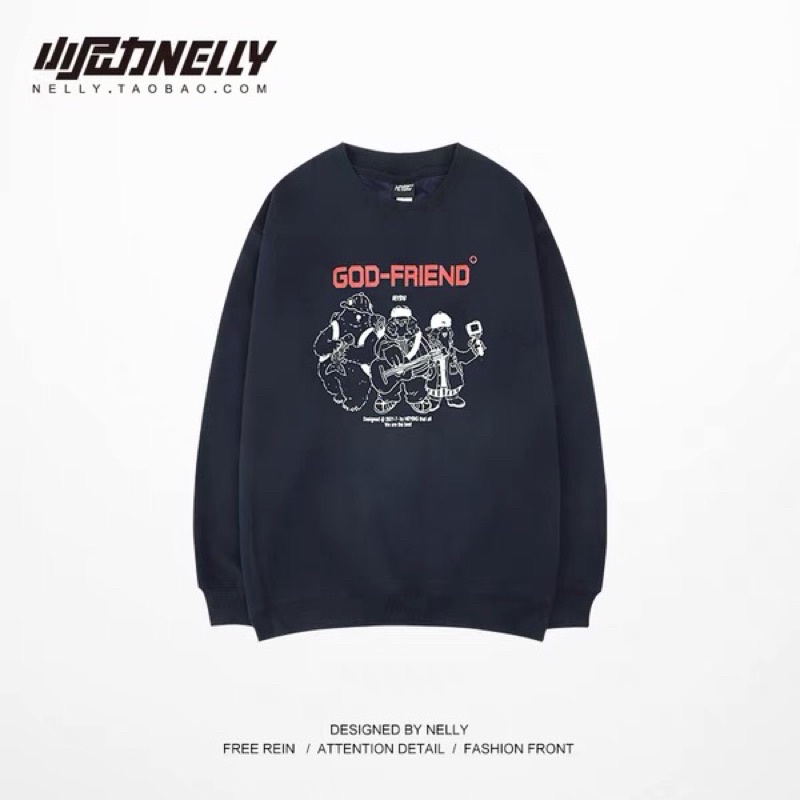 Áo sweater nelly heybig nỉ lót lông sale (có sẵn) god friend